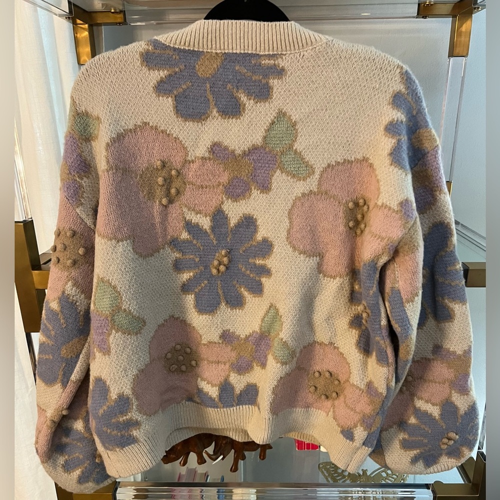 Wrenn Beige Floral Patterned Knit Sweater - Picture 5 of 7